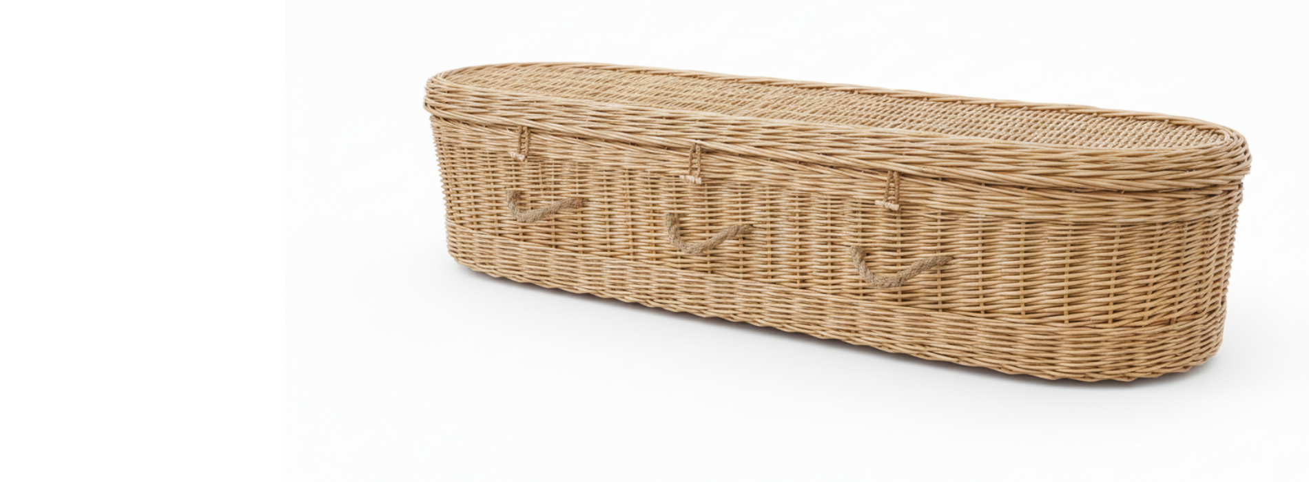 Wicker coffin on a white background